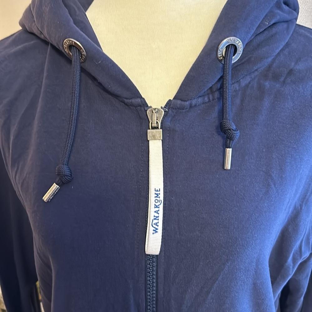 Wanakome navy blue light/mid weight full zip hoodie - Picture 4 of 7